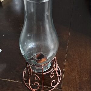 Rustic Glass and Metal Candle Holder